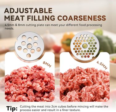 М'ясорубка ручна Hanchen з нержавіючої сталі з присоскою, насадкою для ковбас та 2 дисками, посудомийна, для м'яса та овочів