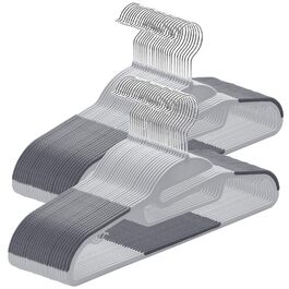 Плечики для одягу з пластику, 50 шт. з неслизьким покриттям, для сорочок та краваток, обертаються на 360°, сірий + сріблястий, APY0450G