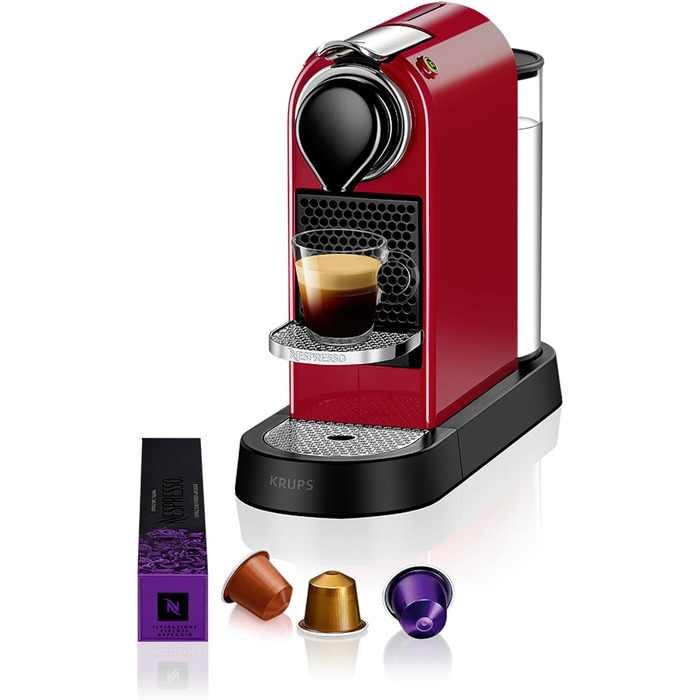 Еспресо-машина Nespresso Krups Citiz XN741B (червона), 1260 Вт, 1 л резервуар для води, автоматичне відключення