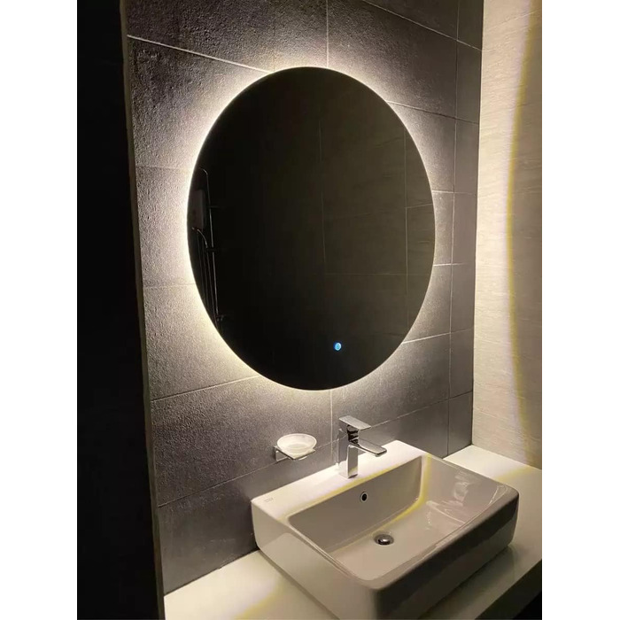 Дзеркало для ванної кімнати SensaHome кругле з LED-підсвічуванням, регульованою яскравістю, 70 см (80x80 см)