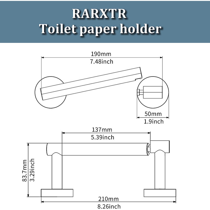 Тримач для туалетного паперу RARXTR з нержавіючої сталі SUS304 з двома стійками, поворотний тримач для рулону туалетного паперу, настінний тримач для туалетного паперу для ванної кімнати RV (матова латунь, 2 шт.)