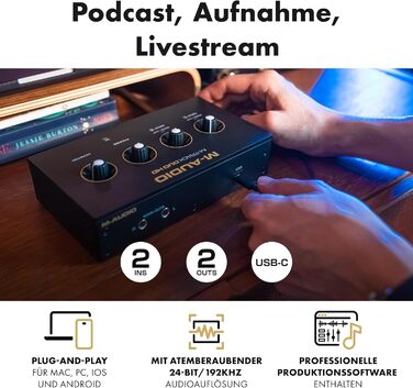 M-Audio M-Track Duo - USB аудіоінтерфейс для запису, стрімінгу та подкастингу (2 XLR/Line входи, 192kHz, USB-C)