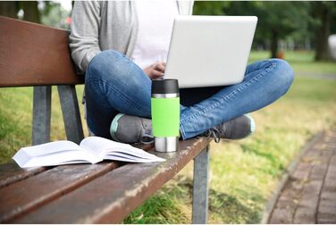 Термокружка Emsa Travel Mug Classic 360 ml, жовта, з рукавом, Quick-Press, 360° відкриття