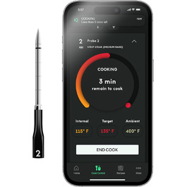 Chef iQ Термометр для приготування їжі Smart Add-on Nr. 2, Bluetooth/WiFi, моніторинг 2 продуктів, для гриля, духовки, коптильні, фритюрниці, плити (потрібен хаб Sonde Nr. 2)