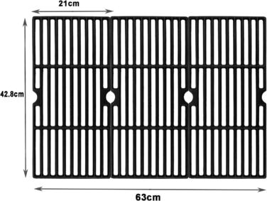 Чавунна решітка для гриля GFTIME 43 x 21 см, 3 шт.