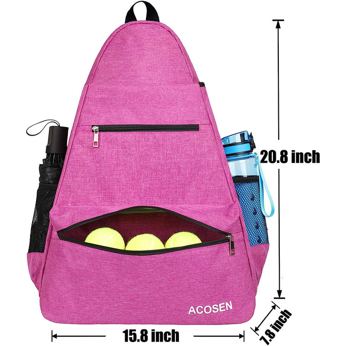 Тенісний рюкзак Acosen-жіночі та чоловічі великі тенісні сумки для тенісних ракеток, ракеток для піклболу, ракеток для бадмінтону, ракеток для сквошу, м'ячів та інших аксесуарів (рожевого кольору)