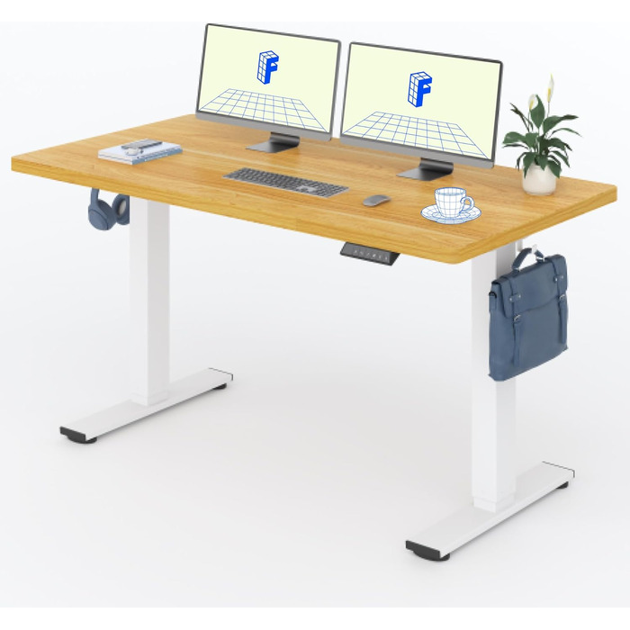 Регульований стіл FLEXISPOT 160x80 см з LED-дисплеєм та пам'яттю (Акорн, Білий)