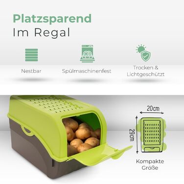 Коробка для зберігання картоплі Novaliv | 2 шт по 5л | Зелена | Коробка для овочів, цибулі, фруктів | Складається | 5 літрів