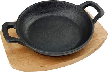 Чавунна сковорода з дерев'яним піддоном-різних розмірів-Всі типи плит і індукційна-міні-сковорода, деко для духовки, розміри Gu