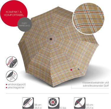 Складна парасолька Knirps T.200 Duomatic відкривання-закривання, складний, штормозахисний, вітрозахисний, бежевий, One size
