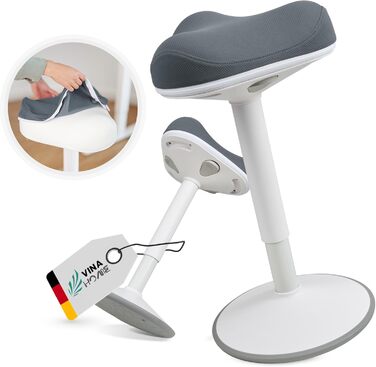 Офісний стілець ZIP SH-01 Graphitblau: ергономічний, регульована висота (58-83 см), знімний чохол, сертифікат IGR