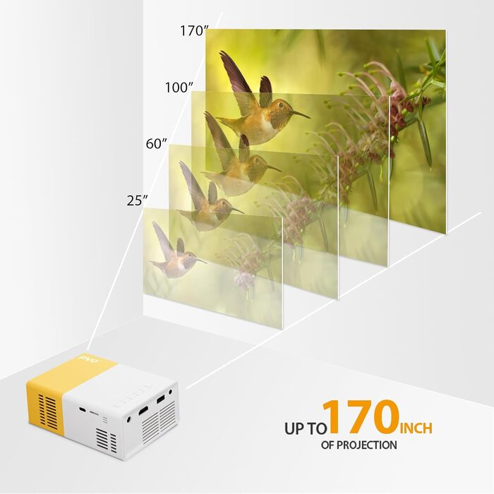 Міні-проектор YG300Pro: Портативний LED-проектор для мультфільмів, кіно та ігор. Підтримка дзеркального відображення з кабелю. Ідеальний подарунок для дітей та для домашнього кінотеатру.