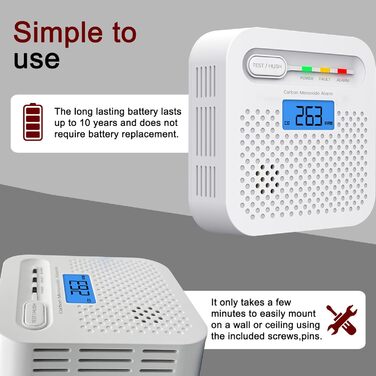 Детектор чадного газу CO з цифровим дисплеєм, портативний, для дому, авто, подорожей, офісу, ресторану, готелю (WiFi, 4 шт.)