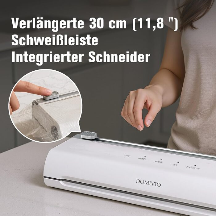 Вакууматор з нержавіючої сталі VS2093: потужність 85 кПа, режими «сухий/вологий», подвійна герметизація, LED-панель, з зовнішнім відсосом та 20 пакетами для кухні та гастрономії