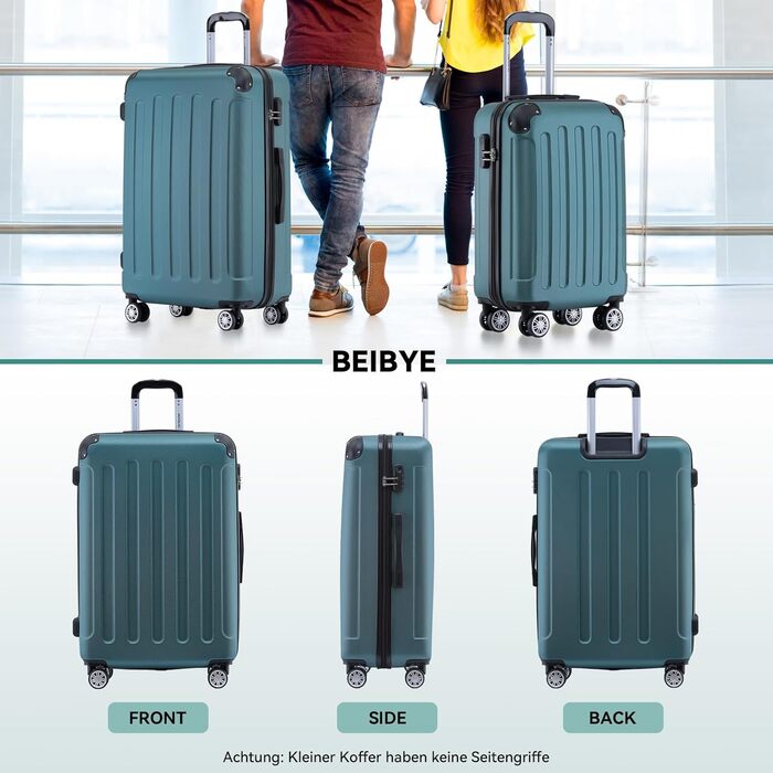 Чохол-валіза Beibye з замком-защіпкою, 4 колеса, комплект 3 шт. (55/66/76 см)