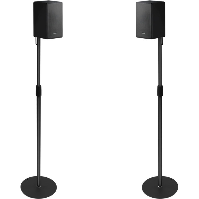 Підставка для колонок, регульована по висоті, для колонок до 73-140 см, 2 шт., для сателітів до 5 кг, інтегроване кабельне управління, універсальна (чорний)