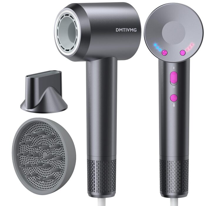 Іонний фен для волосся з високошвидкісним безщітковим двигуном 160 000 об/хв, 500 млн негативних іонів, 12 режимів, магнітна насадка, низький рівень шуму