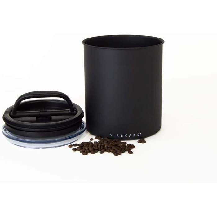 Контейнер для кави Airscape з нержавіючої сталі – герметичний контейнер для зберігання продуктів – запатентований дизайн – зберігає свіжість продуктів (середній, матовий чорний)