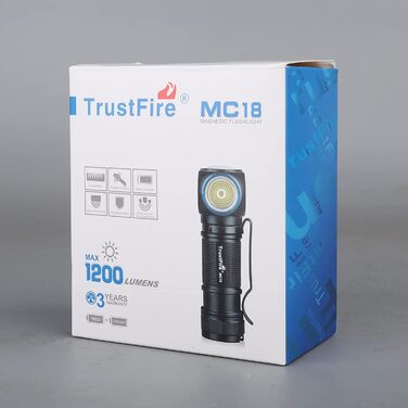 Фара TrustFire, світлодіодна фара, що перезаряджається, 1000 люмен MC12 світлодіодна фара, магнітна фара IPX8, водонепроникна фара для кемпінгу, бігу підтюпцем (синій, чорний)