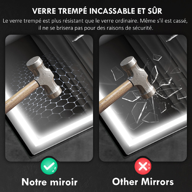 Дзеркало для ванної кімнати з LED-підсвічуванням, Bluetooth, 80 x 100 см, сенсорне керування, регульоване освітлення (3 кольори), антизапарювання, функція пам'яті, сріблястого кольору.