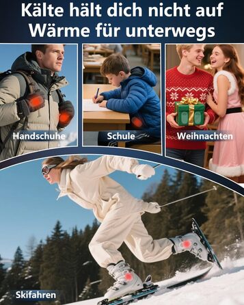 Електричні грілки для рук DDKJ - 2 шт. з LED-дисплеєм та 3 рівнями нагріву. Магнітні, багаторазові, для дітей, чоловіків, жінок. Білий великий екран.