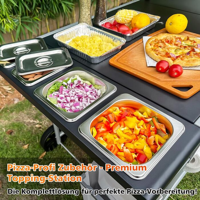 Гриль-возок GFTIME для піци та грилю: сумісний з Koda, Karu, Fyra, Ninja Woodfire, Blackstone, Weber Q. Розміри: 128 x 64 x 78 см.