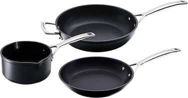 Набір каструль Le Creuset 3 шт. з антипригарним покриттям, діаметр 16, 24, 26 см, для всіх типів плит (в т.ч. індукційних), антрацит/срібло