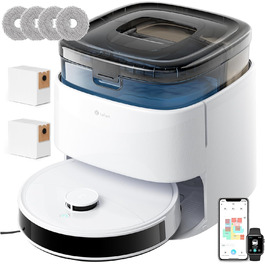 Робот-пилосос LEFANT M3 Gen2 з функцією миття, 12000Pa, автоматичне порожнення, LiDAR, розпізнавання килимів, керування через додаток Freemove 3.0 та голосове керування, 8 тижнів бездротової роботи, білий