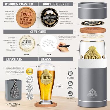Пивний келих з гравіюванням 570 мл, 50 років, Персоналізований подарунок для чоловіка, тата, декор, безбарвний