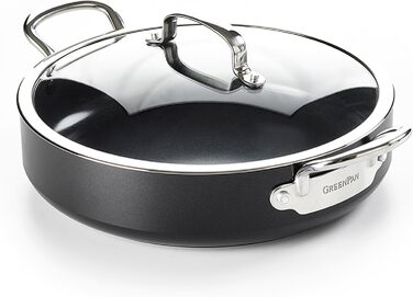 Сковорода GreenPan Barcelona з антипригарним покриттям Ceramic, 30 см, 4.8 л з кришкою, чорна