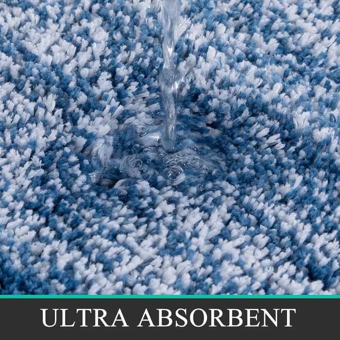 М'який килимок для ванної кімнати Pauwer, комплект з 2 шт., водопоглинаючий, для ванни та туалету, антиковзаючі, можна прати в пральній машині, блакитний, 50 x 80 + 50 x 60 см