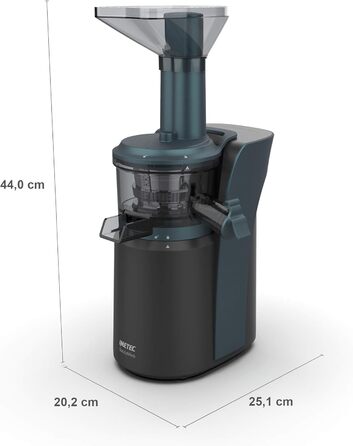 Професійна соковижималка для холодного соку Imetec Sj4300 Succovivo SJ4 1300, повільне віджимання 50 об/хв, фільтр для соку, аксесуари для сльоти та сорбетів, очищення за 2 хвилини чорний і бірюзовий