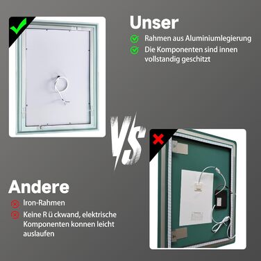 Дзеркало для ванної кімнати GIMBELEN LED з підсвічуванням 80x60 см, прямокутне, сенсорне керування, регулювання яскравості, 3 кольори світла, антизапарник, вертикальна/горизонтальна установка