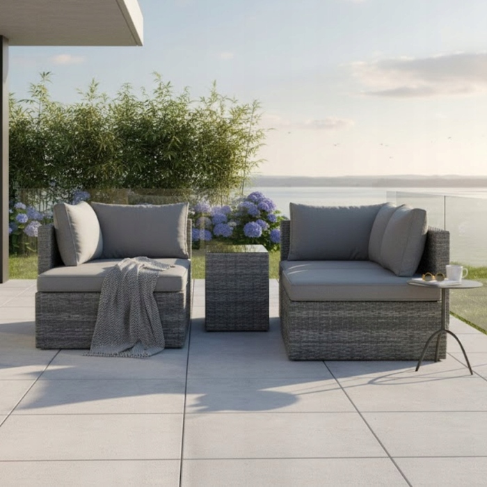 Комплект садових меблів MatMay із пластику, сірий, 4 предмети