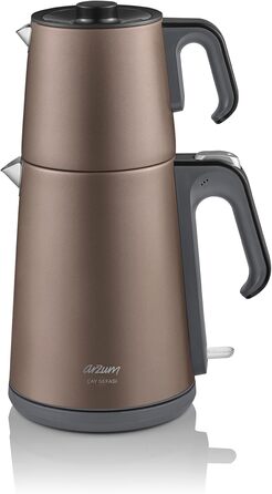 Електричний чайник Arzum Ehlikeyf – турецький чайник, 2200W, 3,5л, 1,2л глечик, нержавіюча сталь, регулювання температури, захист від сухого кипіння