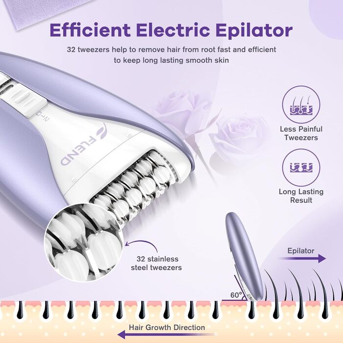 Жіночий епілятор, Тихий епілятор для обличчя з 2 швидкостями, Акумуляторний для волосся на обличчі та тілі