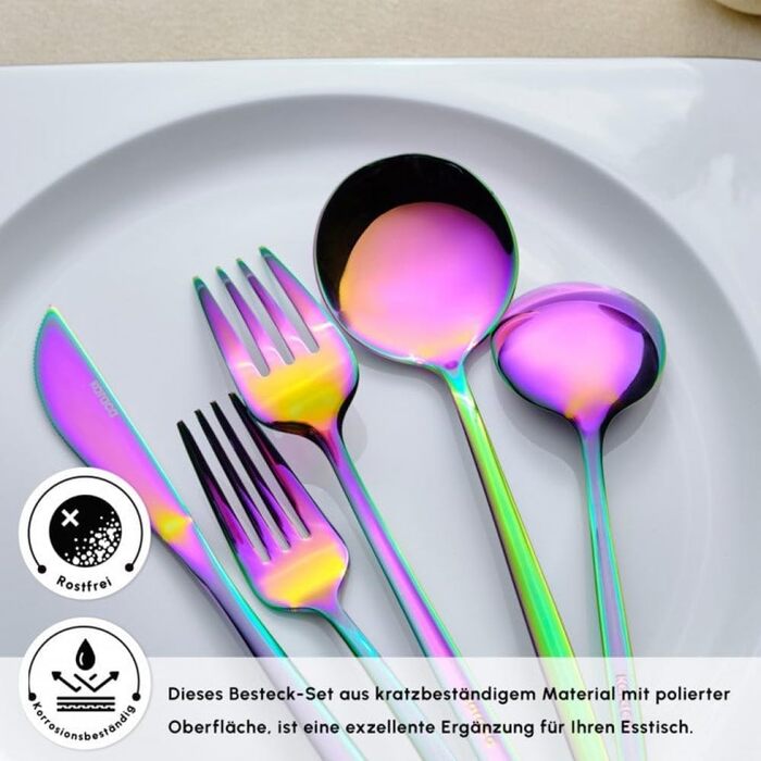 Набір столових приборів Karaca Orion (60 предметів) для 12 осіб - нержавіюча сталь, ножі, виделки, ложки, блискучі ножі та виделки, кухонний набір (Райдуга)