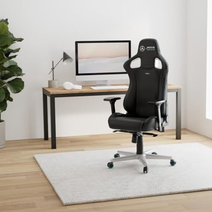 Ігровий крісло Noblechairs Epic - Mercedes-AMG Petronas F1 Team Edition, преміум-модель з підголівником та поперековою підтримкою, чорний, для геймерів
