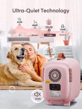 Міні холодильник FOHERE 5 літрів, USB живлення, 220V/12V, для напоїв та косметики, білий (рожевий)