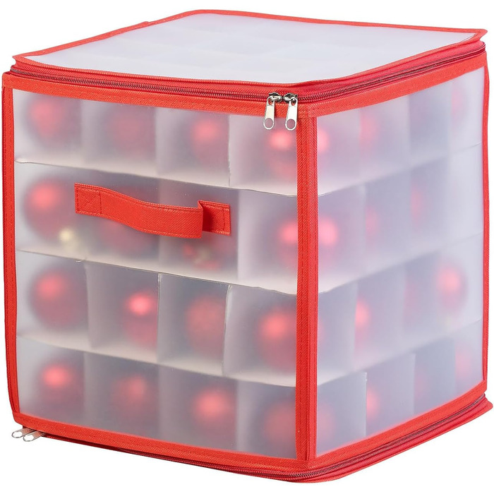 Набір 3 бокси для зберігання новорічних прикрас Infactory: для 64 ялинкових куль до 6 см, з ручками