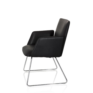 Крісло для відвідувачів DESIGNIA V, штучна шкіра, чорний колір, на коліщатках, hjh OFFICE