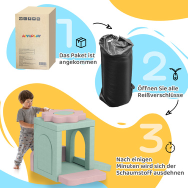 Набір з 12 м'яких блоків для лазіння, конструювання та повзання, ігровий килимок для дому з обтягуванням з тканини, зелений+рожевий