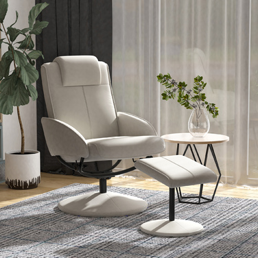 Крісло для телевізора HOMCOM Recliner 360° поворотне з підставкою для ніг сірого кольору, L78 × W71 × H101 см, зручне крісло для вітальні