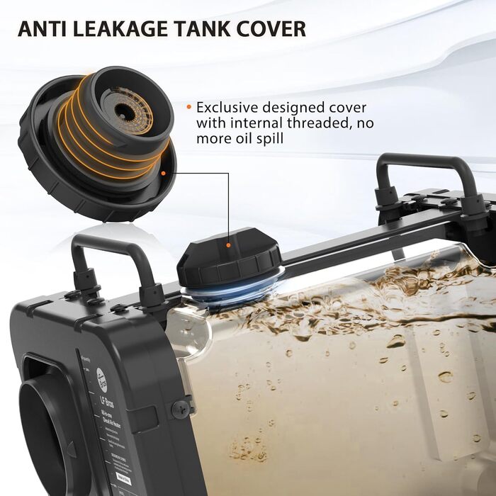 Дизельний опалювач LF Bros 5 кВт -12V/24V/220-240V з дистанційним керуванням та LCD-дисплеєм для гаража, майстерні, кемпінгу, автодому (білий)