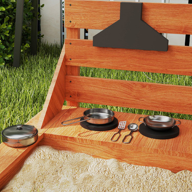 Outsunny Sandpit Sandpit великий з кришкою в дизайні корабля Грязьовик з дерева Вітрильний корабель Ігровий будиночок з кухнею Ігровий набір для зберігання для дітей 3-7 років Помаранчевий 180 x 103 x 144.5 см