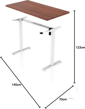 Електричний регульований стіл AGIL 140x70 см - білий каркас, стільниця з горіха, для офісу, ергономічний, з підйомником