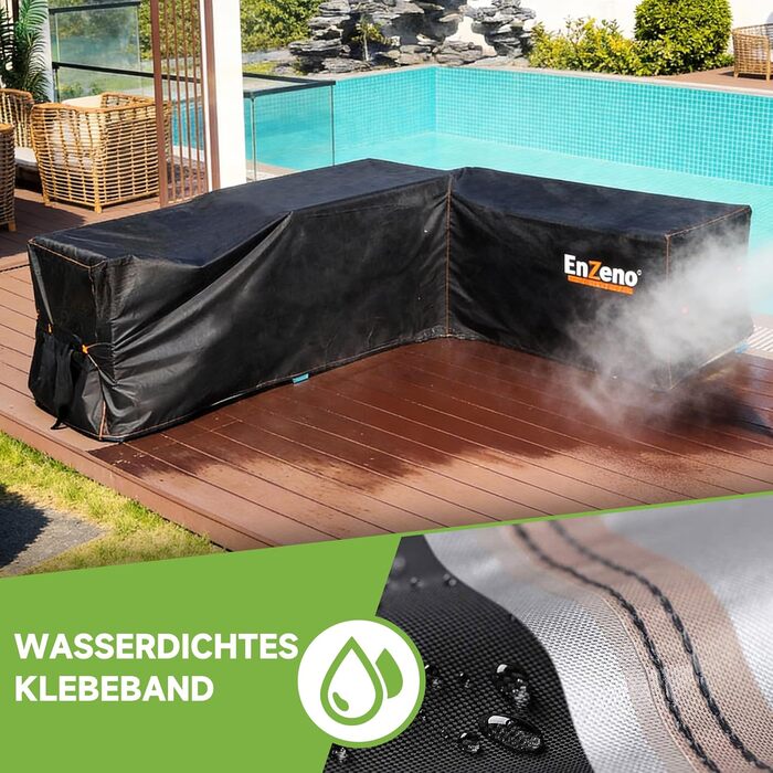 Чохол для садово-патіо меблів Enzeno L-подібної форми, водонепроникний та вітростійкий, 255x255x87 см