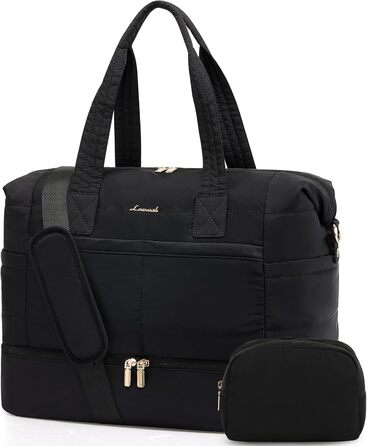 Сумка-вихідні LOVEVOOK для жінок, місткий дорожній саквояж з відділенням для взуття та косметичкою, 52x38x25 см (50 л), кольори: бежевий, оливковий, чорний