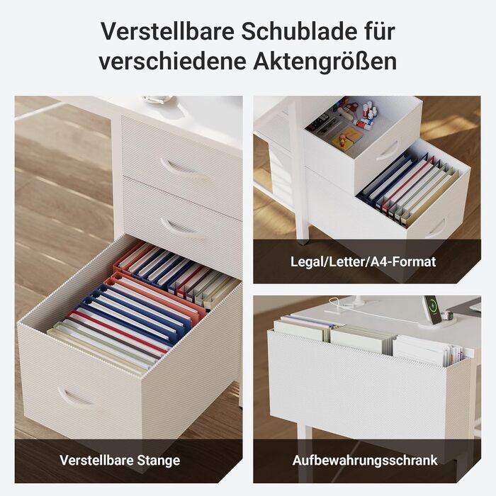 Компактний письмовий стіл Claiks з 3 ящиками, 100x60 см. Комп'ютерний стіл з розетками та USB-портами для дому та офісу