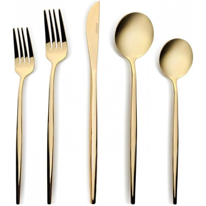 Набір столових приборів Karaca Orion Gold 60 предметів для 12 осіб - нержавіюча сталь, ножі, виделки, ложки, блискучі ножі та виделки, кухонний набір